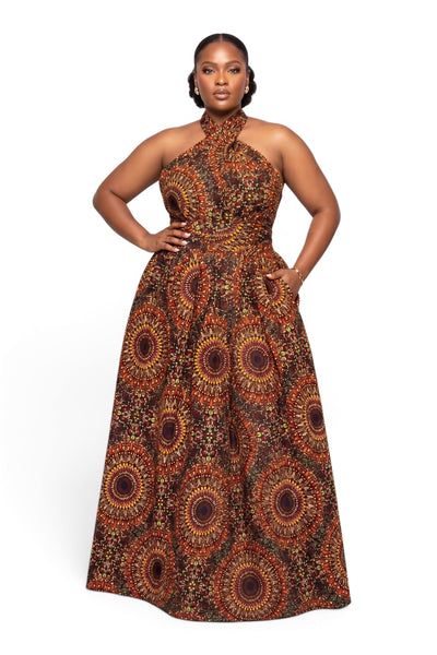 African Wax print fabric - Brown Savanna Sun - 100% cotton