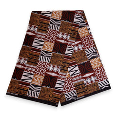 African print fabric - Brown Bogolan Mosaic - 100% cotton