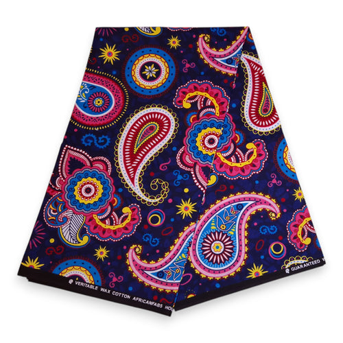 African print Headband - Kids - Hair Accessories - Blue Pink Paisley