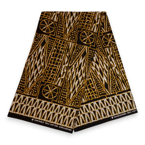 African print fabric - Black Yellow Ndop Cameroon - 100% cotton