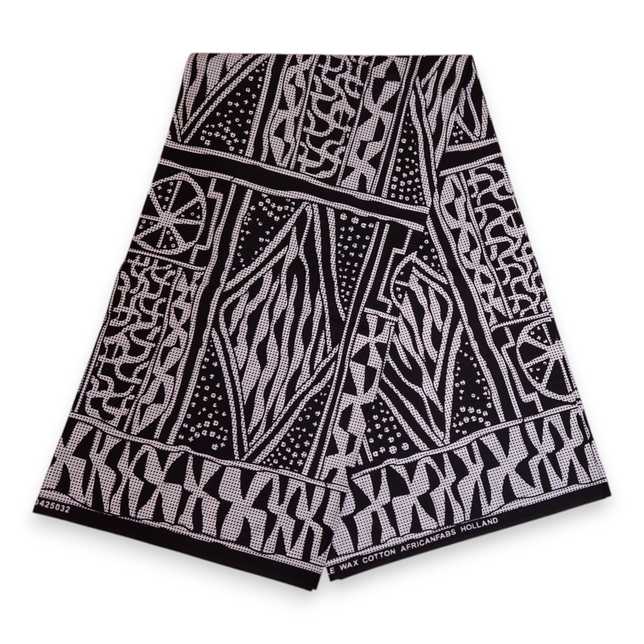 African print fabric - Black & White Ndop Cameroon - 100% cotton