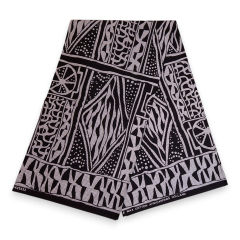 African print fabric - Black & White Ndop Cameroon - 100% cotton