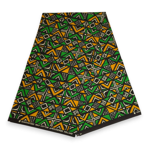 VLISCO Hollandais Wax print fabric - Turquoise Yellow Fallen tree
