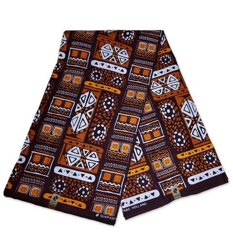 African print fabric - Brown Patterns Bogolan / Mud cloth