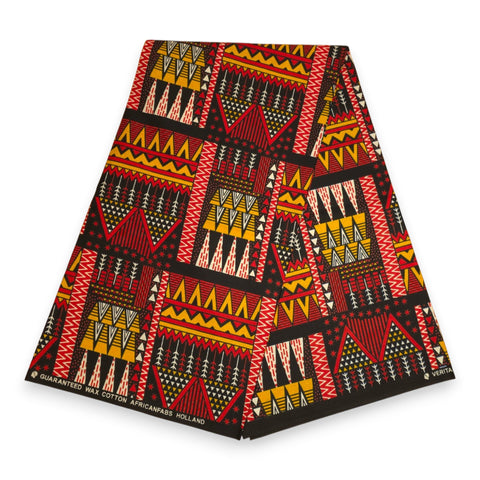African print fabric - Orange & Olive African Prism - 100% cotton