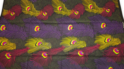 African Wax print fabric - Purple Yellow Royal Peacock - 100% cotton