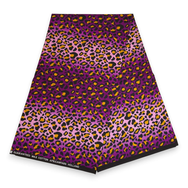 African Wax print fabric - Purple Leopard Spots - 100% cotton