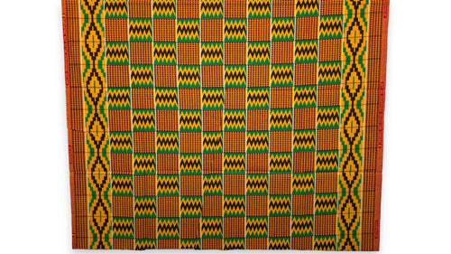 African Wax print fabric - Green Kente Print Zigzag Ghana - 100% cotton