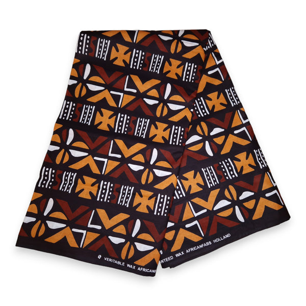 African print fabric, caramel brown Ankara fabric, mudcloth print, 6 yards African store fabric, face mask fabric, tribal print fabric