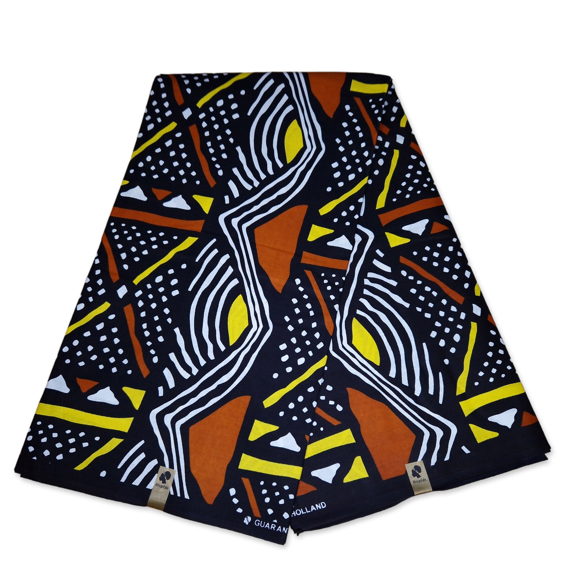 African print fabric - Yellow Bogolan / Mud cloth AF-4025