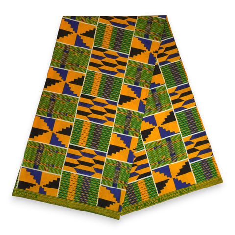 African print fabric - Orange & Olive African Prism - 100% cotton