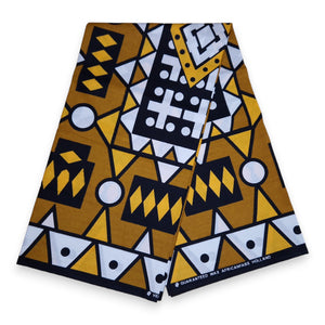 African print fabric - Light Mustard Yellow Samakaka / Samacaca (Angola) - 100% cotton