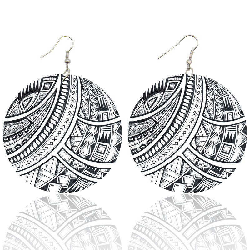 African earrings | Ancient Disk Black / white