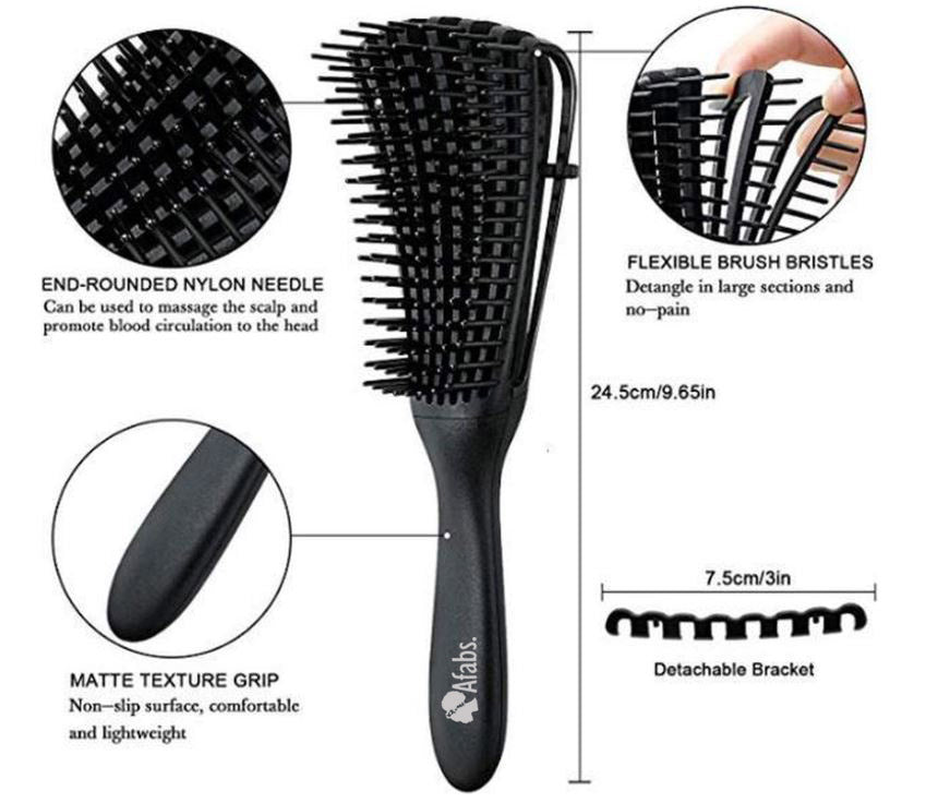 Black Detangler brush Black Grey Satin Hair Bonnet Comb for