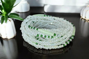 Waist Beads / African Hip Chain - Enọfua - Green (elastic)