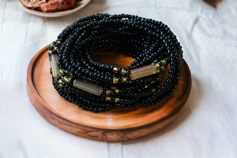Waist Beads Wholesale | Black and Gold Waist Beads | Kari And Go