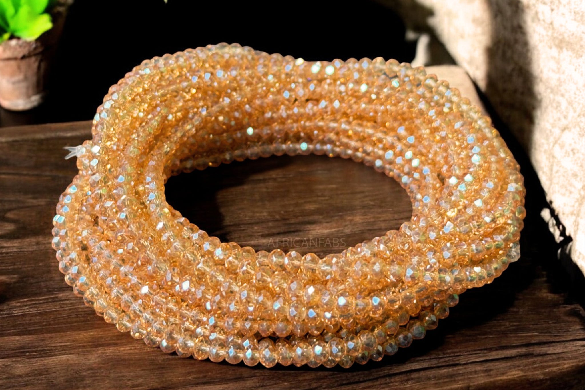 Waist Beads / African Waist Chain - MOMO - Gold Crystal (elastic)