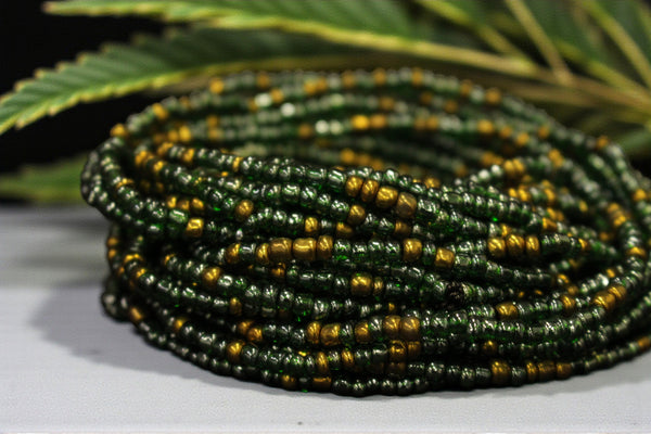 Waist Beads / African Hip Chain - AKPATA - Green (elastic)