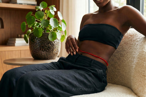 Waist Beads / African Hip Chain - Abiémwénse - Red (Traditional non-elastic string)