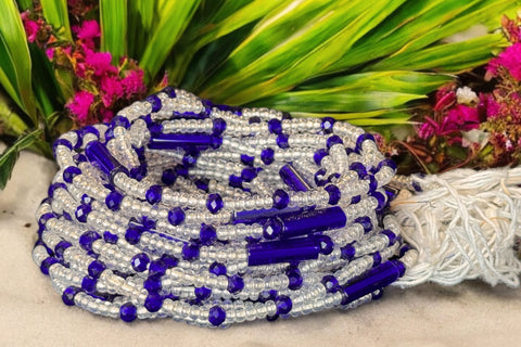 (Important: please read) Waist Beads / African Hip Chain - Blue (Traditional non-elastic string)