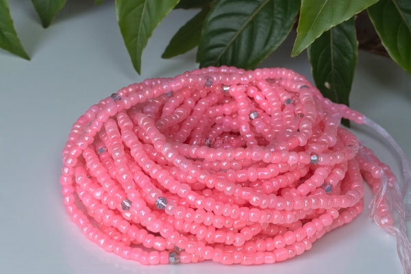 (Important: please read) Waist Beads / African Hip Chain - O - Pink (Traditional non-elastic string)