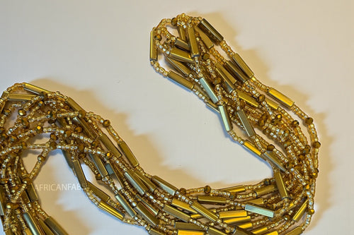 Waist Beads / African Hip Chain - Amina - Gold (Traditional non-elastic string)