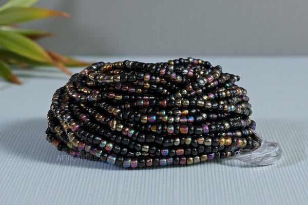 Waist Beads / African Hip Chain - Egidi - Black (Traditional non-elastic string)