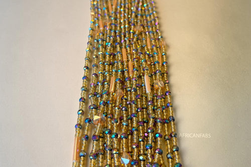 Waist Beads / African Hip Chain - Gold Crystal Abimbola (Traditional non-elastic string)