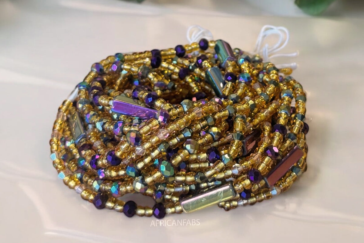 Waist Beads / African Hip Chain - Adamma - Gold mix (Traditional non-e ...