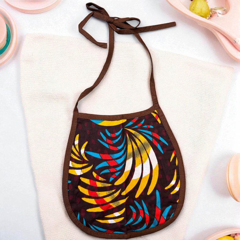 African Print Baby Bib - Multicolor Feathers (Unisex)
