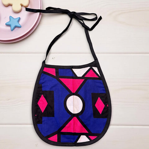 African Print Baby Bib - Blue Pink Samakaka (Unisex)