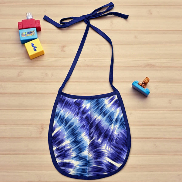African Print Baby Bib - Blue Tie Dye (Unisex)