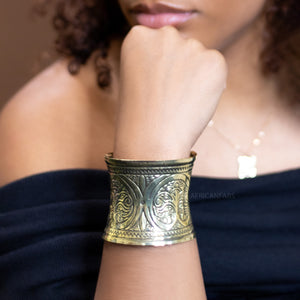 African style Bangle Cuff Bracelet - Infinity - Gold