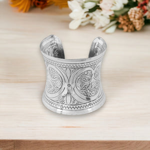 African style Bangle Cuff Bracelet - Infinity - Silver