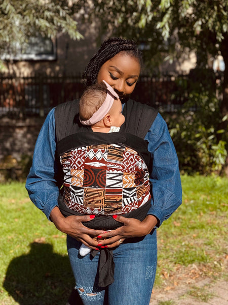 African Print Baby Carrier / Baby sling / baby wrap - Brown Bogolan Mosaic
