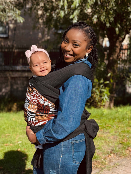 African Print Baby Carrier / Baby sling / baby wrap - Brown Bogolan Mosaic