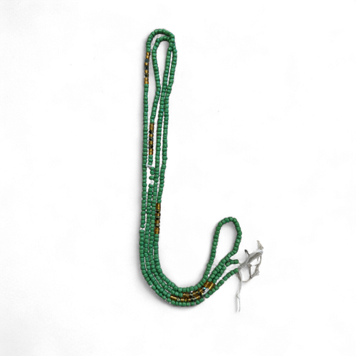 (Important: please read) Waist Beads / African Hip Chain - Green / Gold (Traditional non-elastic string)