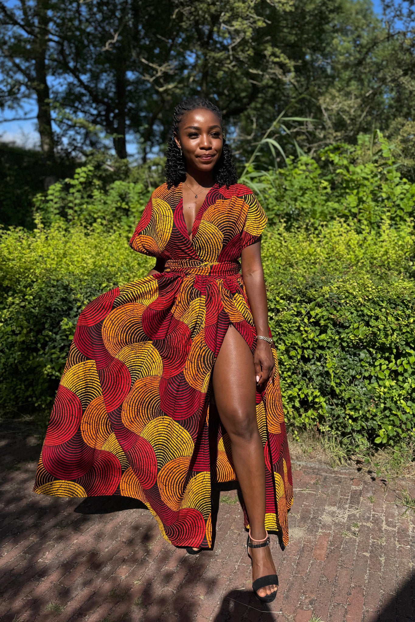 African Print Infinity Multiway Maxi Dress - Red & Yellow Concentric C AfricanFabs African Print Infinity Multiway Maxi Dress - Red & Yellow Concentric C AfricanFabs