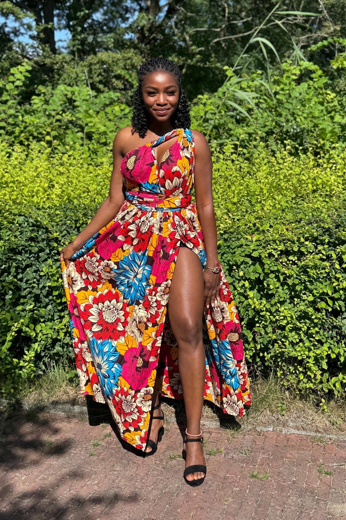 African Print Infinity Multiway Maxi Dress - Red & Blue Flowers AfricanFabs African Print Infinity Multiway Maxi Dress - Red & Blue Flowers AfricanFabs