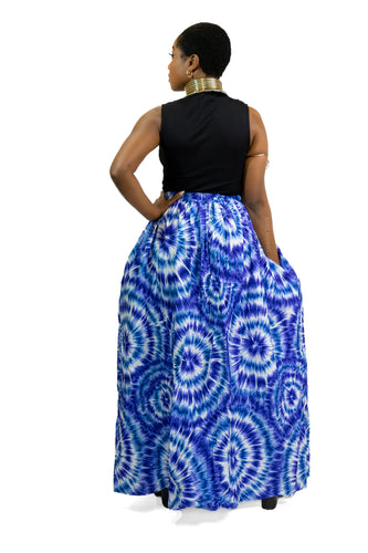 African print maxi skirt - Blue Tie Dye