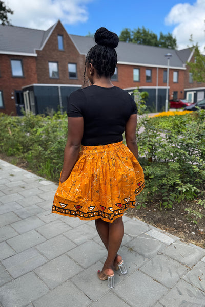 African print mini skirt - Mustard Kampala Solid