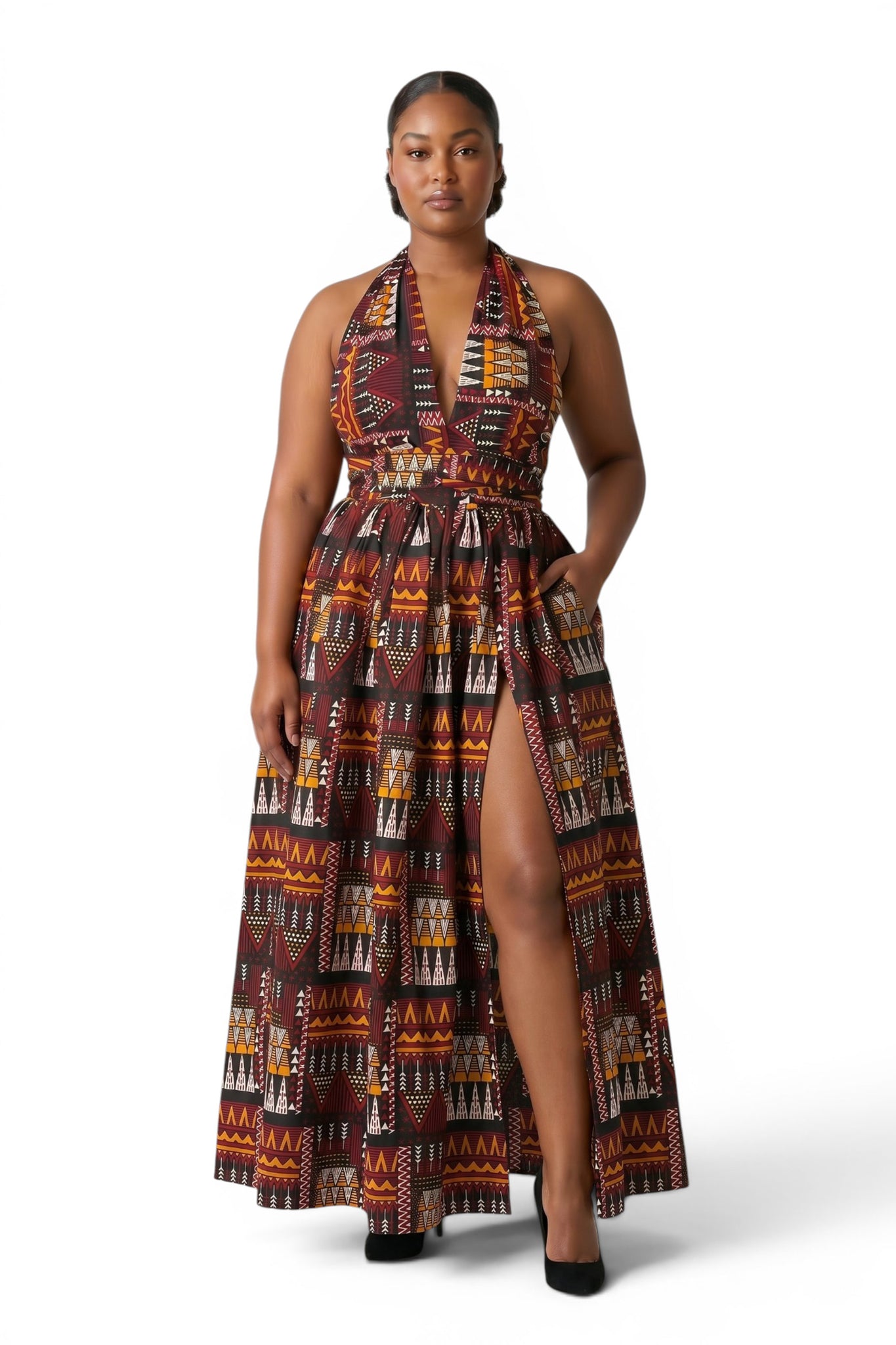 brown maxi dress with slit High Neck Back Fastening Detail Maxi Dress In Chocolate Brown | EGO US
