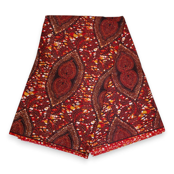 African print fabric - Brown Bronze Hidden-Leaf-Relic - 100% cotton