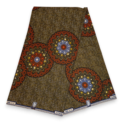 African Wax print fabric - Orange dotted print - 100% cotton