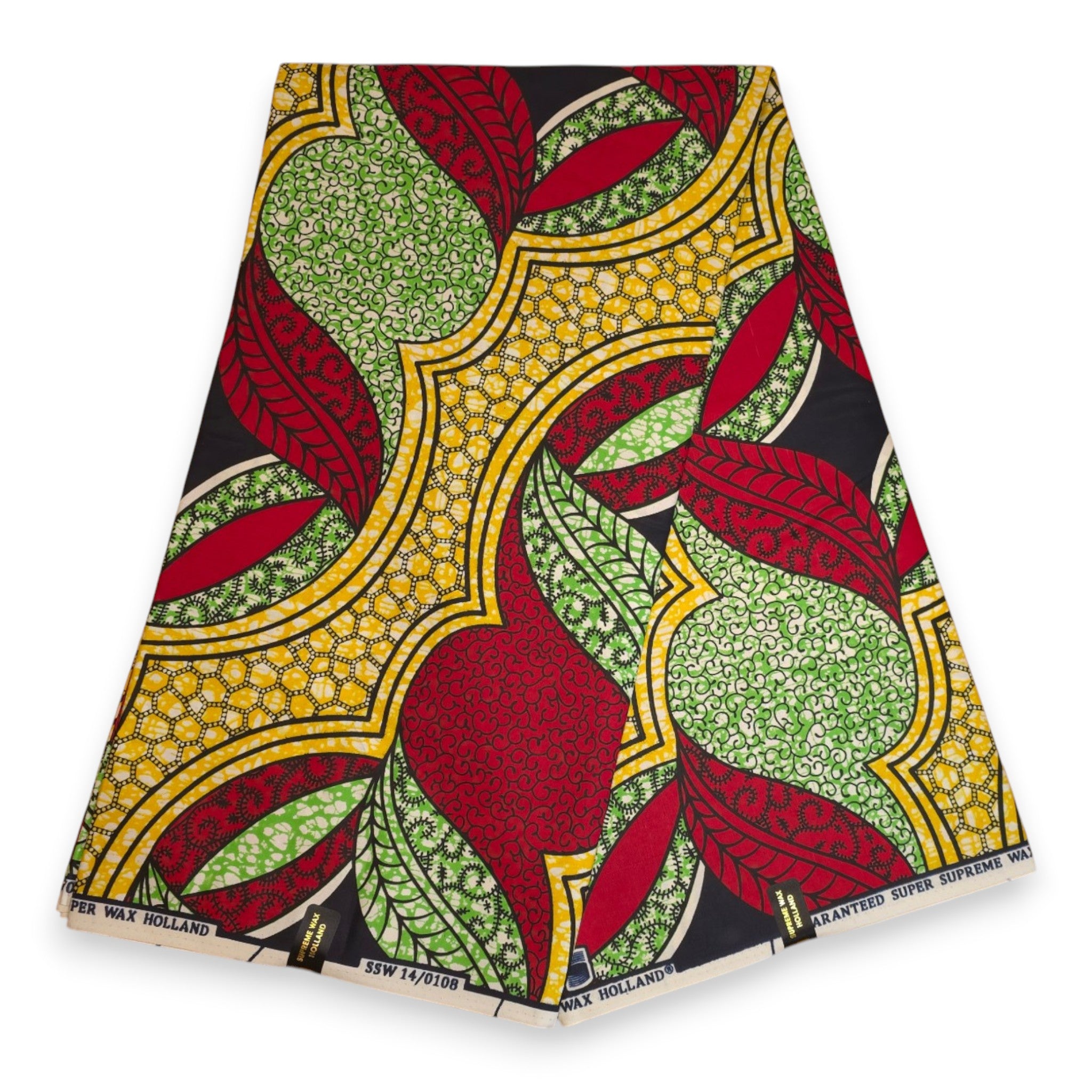 African fabric Super Wax - Red Green Decorative Leaf – AfricanFabs