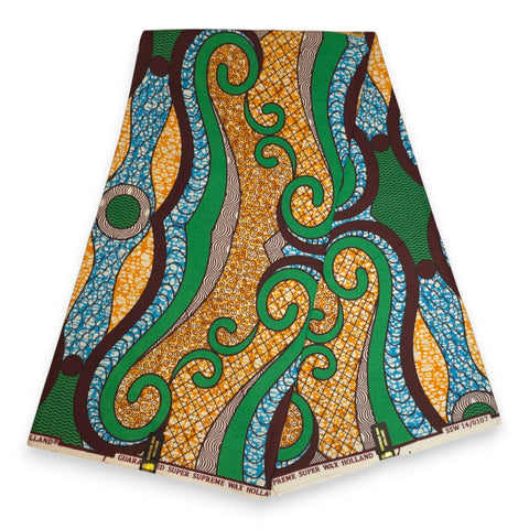 African print fabric - Orange & Olive African Prism - 100% cotton