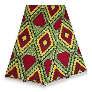 VLISCO Hollandais Wax print fabric - Dark Green / Orange JUMPING