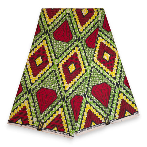 African print fabric - Orange & Olive African Prism - 100% cotton
