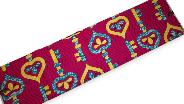 African fabric Super Wax - Pink Yellow Keys