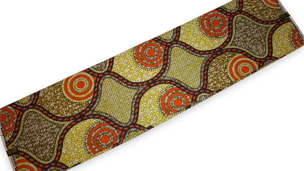 African fabric Super Wax - Yellow Orange Circle Link Mosaic